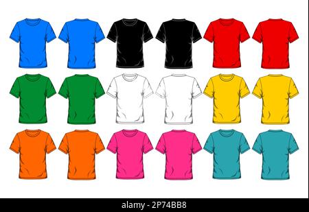 Set of colorful t shirt templates front and back. Vector illustration Stock Vector