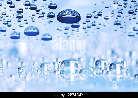 Blue water drops abstract background, perspective with bokeh Stock Photo