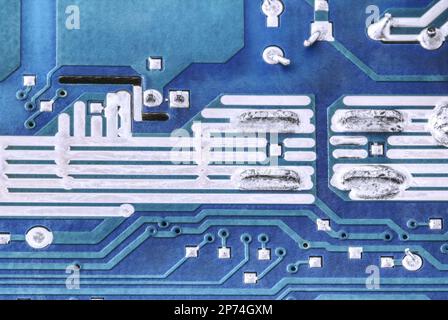 Circuit board. Plate of electronic components, close up Stock Photo