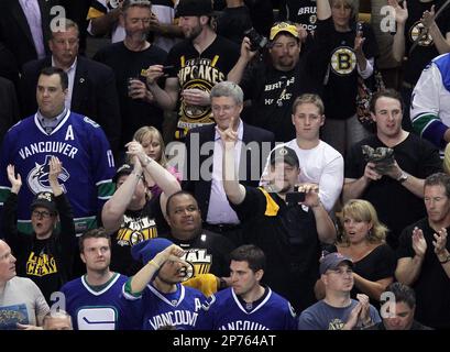 Prime Minister Stephen Harper attends Game 4 of Stanley Cup final