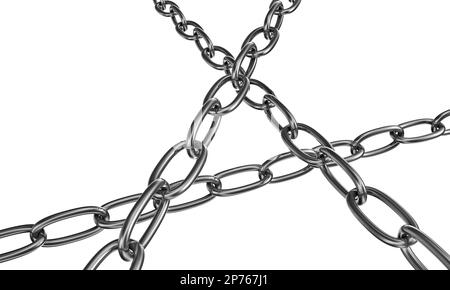 Strained chains from metal. Security and power concept Stock Photo