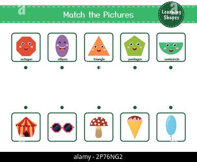 Shapes matching game for kids. Find the correct objects puzzle Stock ...