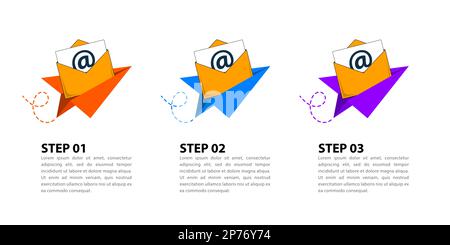 Infographic template with icons and 3 options or steps. Newsletter concept. Can be used for workflow layout, diagram, banner, webdesign. Vector illust Stock Vector