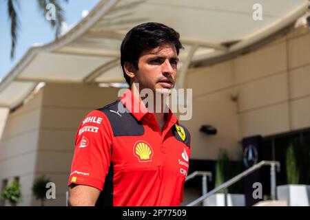 MANAMA, BAHRAIN, Sakhir circuit, 3. March 2023: #55, Carlos SAINZ Jr., ESP, Team Scuderia Ferrari, during the Bahrain Formula One Grand Prix at the Ba Stock Photo