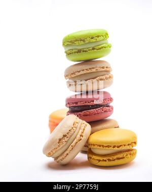 Stack of macaroons isolated on a white background. Stock Photo