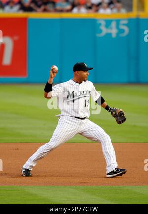 Florida Marlins Omar Infante plays in a game against the New York Mets, Sun  Life Stadium, Miami, FL, April 1, 2011( AP Photo/Tom DiPace Stock Photo -  Alamy