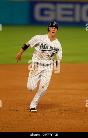 Miami Marlins Chris Coghlan during a game against the New York Yankees in  Miami,Florida on April 1,2012 at Marlins Park.(AP Photo/Tom DiPace Stock  Photo - Alamy