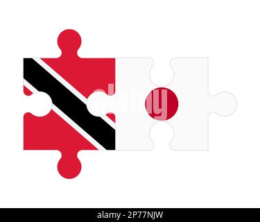 Connected puzzle of flags of Trinidad and Tobago and Japan, vector Stock Vector