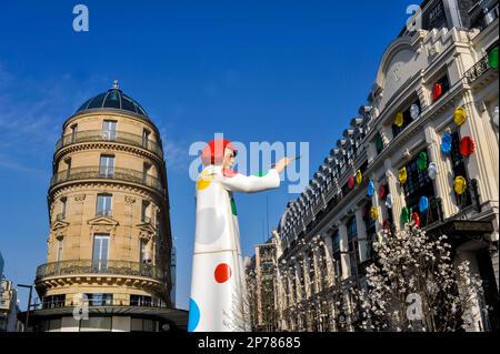 France. Paris (75) 1st district. A colossal statue in the likeness of Yayoi Kusama (Japanese painter and sculptor) was erected at the end of February Stock Photo