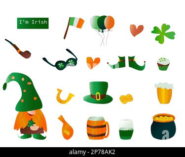 St Patriks day icons set Stock Vector