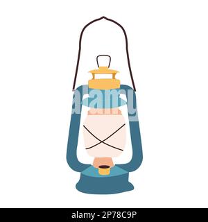kerosine lamp in a cartoon flat style Stock Vector