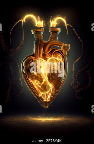 Energy heart, conceptual illustration of heart at full energy. energy concept. Stock Photo