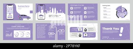 Business presentation slides for parking based company  Stock Vector