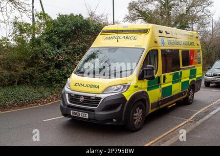 Eton, Windsor, Berkshire, UK. 11th February, 2023. An NHS emergency ambulance in Eton. Credit: Maureen McLean/Alamy Stock Photo