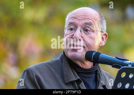 Gregor Gysi, portrait of the politician of the party Die Linke, election campaign event in Stuttgart, Baden-Wuerttemberg, Germany Stock Photo