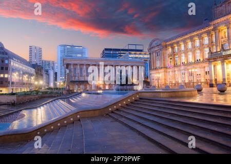 Birmingham Town Hall  situated in Victoria Square, Birmingham, England at sunset Stock Photo