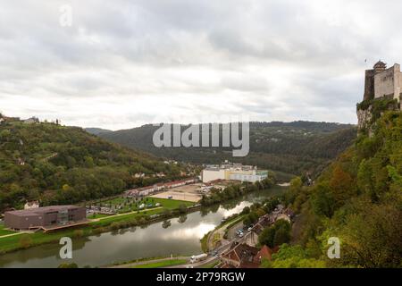 Doubs - Besançon, France: On the boarder of Swiss and France.  Historically known as capital of Watch Makers. Historical Sites, Church, Building Stock Photo