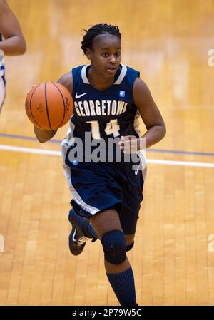 January 29 2011: Georgetown's guard Suger Rodgers (14) puts pressure on  Seton Hall's guard Ka-Deidre Simmons (11) in the first half during a women's  basketball Big East game between the Seton Hall