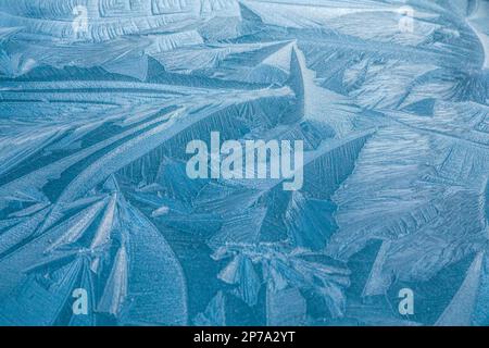 Ice crystals on a car bonnet Stock Photo