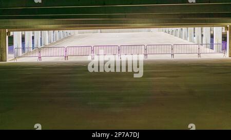 Barricades Blocking Access in Parking Garage Stock Photo