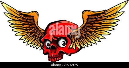 vector illustration of skull with wings Stock Vector