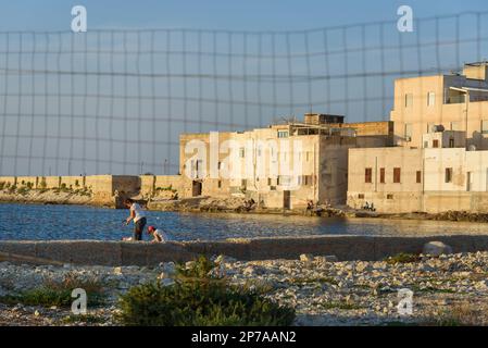 ITALY, TRAPANI-22 OCTOBER: Trapani is a city on the west coast of Sicily. View of the coast in Italy on October 22, 2022, Trapani, Sicily. Stock Photo