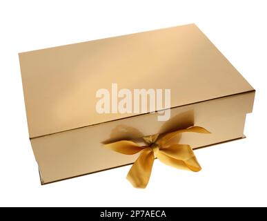 Gift box golden Stock Photo