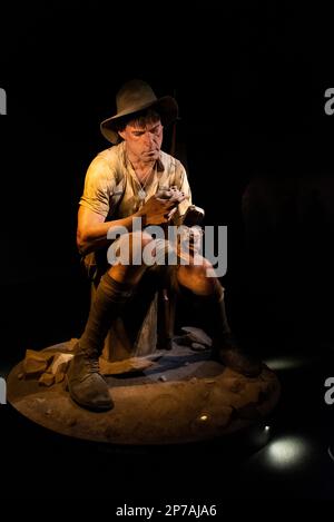 Soldier in the Gallipoli: The Scale of Our War exhibition in the Museum of New Zealand, Te Papa, Tongarewa, Wellington, New Zealand. Private Jack Dunn Stock Photo