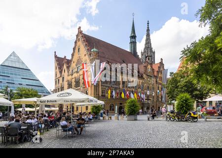 Ulm town hall on the left the municipal library, Ulm, Baden-Wuerttemberg, Stuttgart Stock Photo