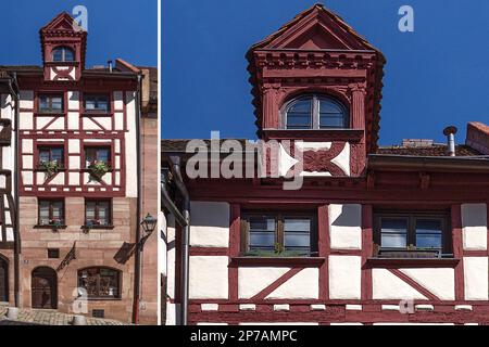 Historic half-timbered house, totally renovated by the Nuremberg Old Town Friends, Untere Kraemergasse 16, Nuremberg, Middle Franconia, Bavaria Stock Photo