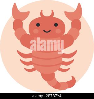 Scorpio cute zodiac sign round vector illustration Stock Vector
