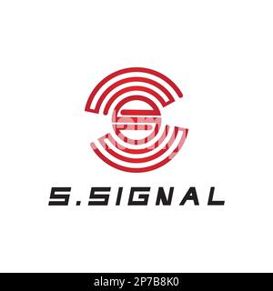 S letter for signal  wifi connection logo design concept on white background Stock Vector