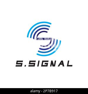 S letter for signal  wifi connection logo design concept on white background Stock Vector
