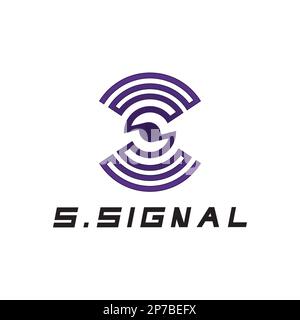 S letter for signal  wifi connection logo design concept on white background Stock Vector