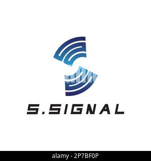 S letter for signal  wifi connection logo design concept on white background Stock Vector