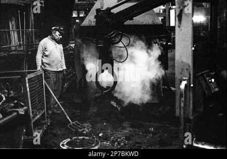 BW work in foundry Stock Photo