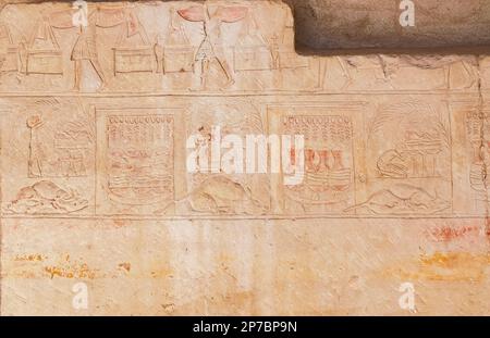 Egypt, Saqqara,  tomb of Horemheb,  north wall of the inner court, funerary rites. Stock Photo