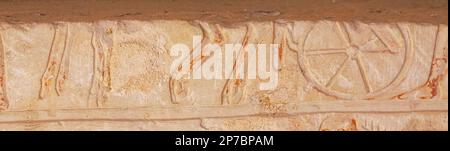 Egypt, Saqqara,  tomb of Horemheb,  north wall of the inner court, funerary rites : Horses and chariots. Stock Photo