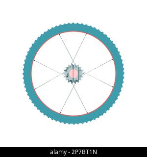 Spare bike wheel with chain ring icon Stock Vector