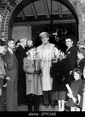 General Douglas Macarthur With His Wife Jean And Son Arthur Iv As They 