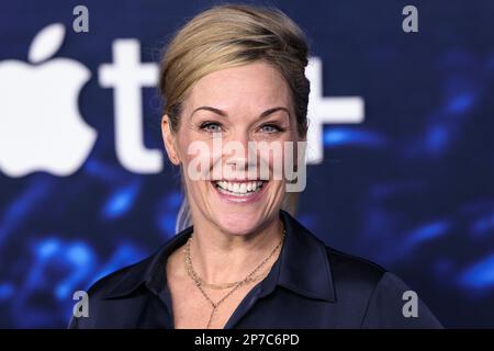 Andrea Anders arrives at the season three premiere of "Ted Lasso" on