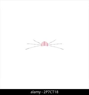 Vector flat cat heart nose. Cute cat face silhouette icon. Logo illustration isolated on white background Stock Vector