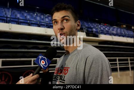 Andrea Bargnani from Benetton Treviso Italy,chosen as #1 draft pick at the  2006 NBA Draft ceremonies by the Toronto Raptors on June 28, 2006 at New  York's Madison Square Garden (UPI Photo/Ezio