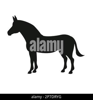 Vector flat hand drawn donkey silhouette isolated on white background Stock Vector