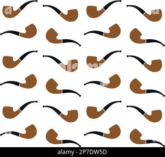 Vector seamless pattern of flat smoking pipe isolated on white background Stock Vector