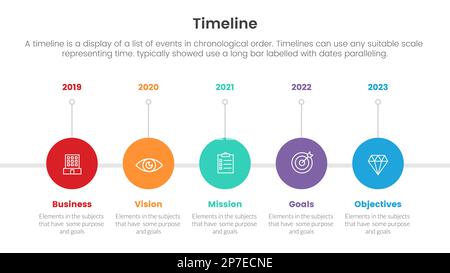 timeline set of point infographic with circle and skew rectangle shape ...