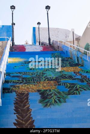 Impressive murals in the staircase Abanilla,city in Murcia,Spain Stock Photo