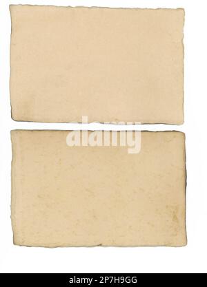 Two small pages handmade rough brown paper. Meant as background Stock Photo