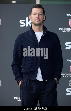 MILAN, ITALY - MARCH 06: Matteo Giunta attends the photo-call for 'Pechino Express La via delle Indie' Sky Original on March 06, 2023 in Milan, Italy. Stock Photo