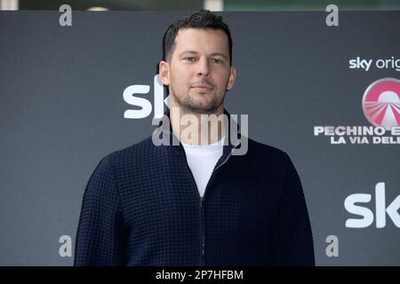 MILAN, ITALY - MARCH 06: Matteo Giunta attends the photo-call for "Pechino Express La via delle Indie" Sky Original on March 06, 2023 in Milan, Italy. Stock Photo